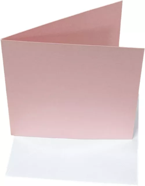 DJP 6x6 Square Creased Blank Pink Smooth Cards & White Envelopes - Pack of 40