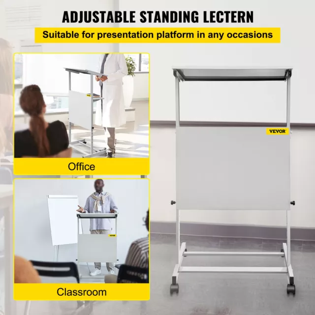 VEVOR Podium Lectern Presentation Lectern Standing Height Adjustment Mobile Desk 2