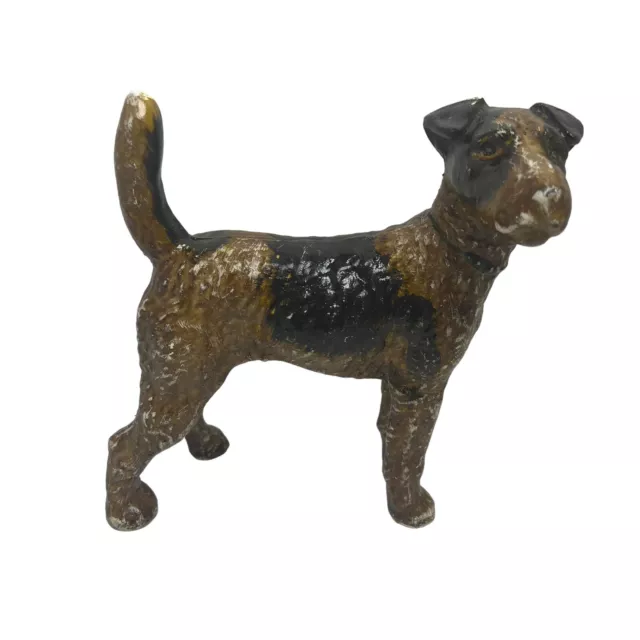 Antique Cast Iron 8” FOX TERRIER Dog Head Turn Doorstop Decorative Art Statue