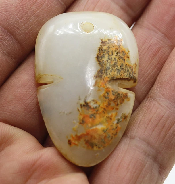 Collection hand-carved Chinese HeTian white jade pendant amulet D581