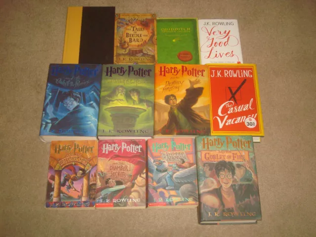 Harry Potter 12 Book LOT Complete Series Set Beedle Bard Quidditch Cursed Child