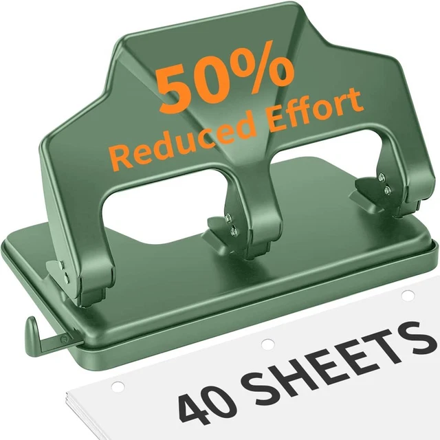 Heavy Duty 3 Hole Punch, 40-Sheet Heavy Duty Paper Punch, 50% Reduced