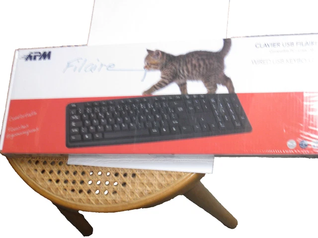 Clavier Filaire USB 1.5m AZERTY Noir Pavé Numérique Ordinateur Windows/MacOS FR