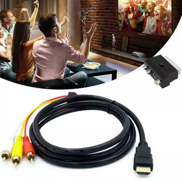 W/SCART to 3 RCA Phono Adapter HDMI-compatible S-video to Audio 3 RCA AV Lot I8