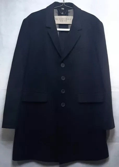 Burberry BRIT Mens Runway Over coat 3XL Tailored Melton Wool Cashmere Black MINT