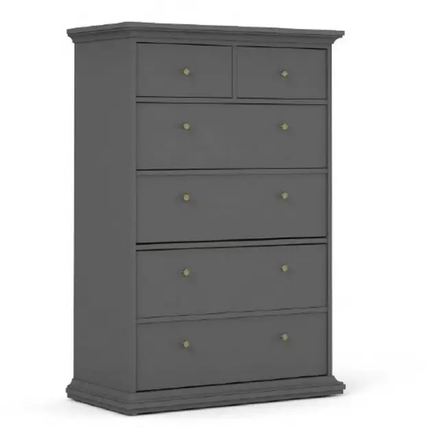 Paris French Country Style 6 Drawer Chest Of Drawers In Matt Grey