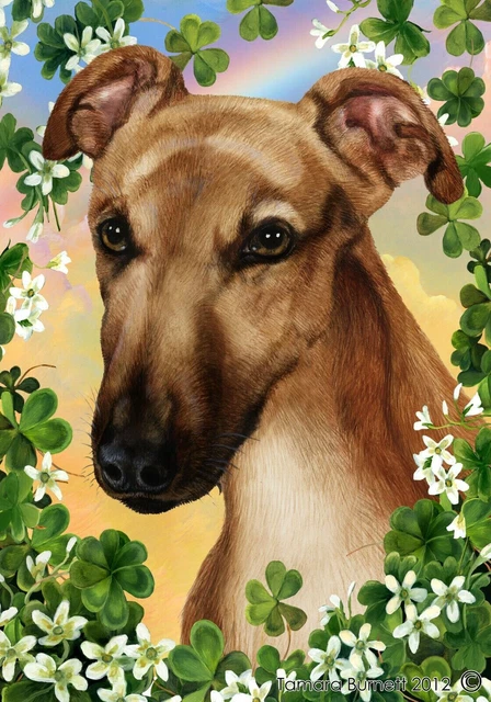Clover Garden Flag - Fawn Mask Greyhound