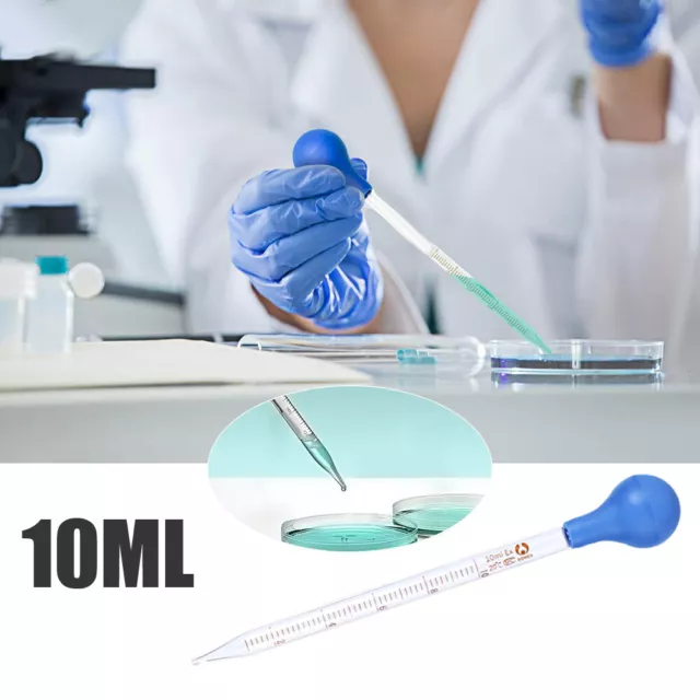 10ML Dropper Pipette Glass Scale Line Lab Dropping Pipet Pipettes Measuring