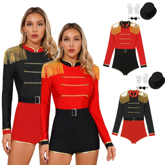 Womens Ringmaster Long Sleeve Coat Role Play Outwear Christmas Circus Costume