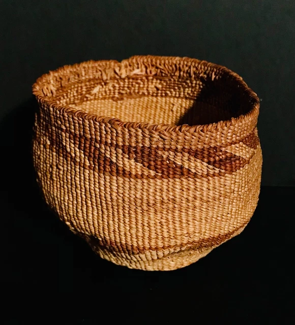 Oregon / California Klamath Twined Berry Basket, Excellent Condition, C1900, Nr!