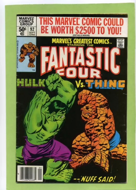 Marvel's Greatest Comics #92! Hulk Vs Thing-Fantastic Four #112 Reprint