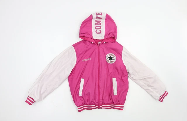 Converse Girls Pink Colourblock  Bomber Jacket  Size 8-9 Years  Zip