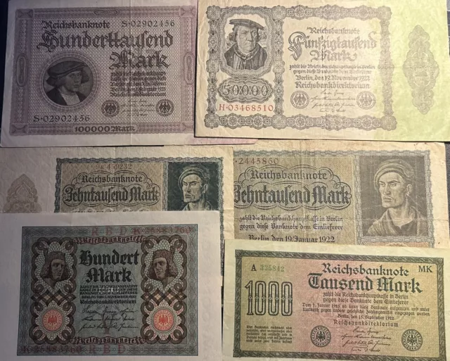 Konvolut alte Banknoten Geldscheine Reichsmark Noten Deutsches Reich