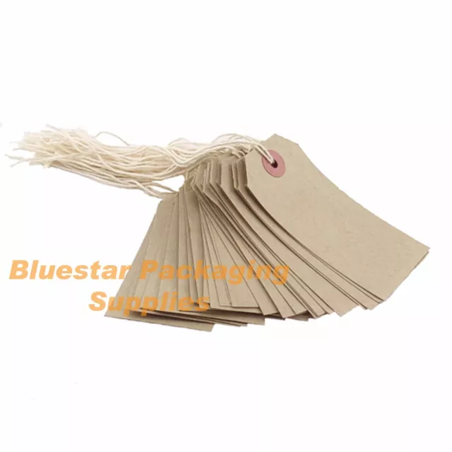 100 x Quality Strung Brown Price Tags 54mm x 29mm