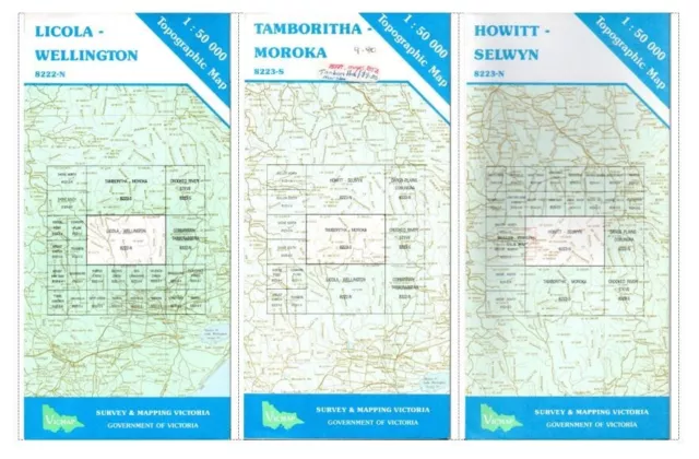 Vic High Country - 3 X Pre-digital topographic maps - Licola Moroka Wonnangatta