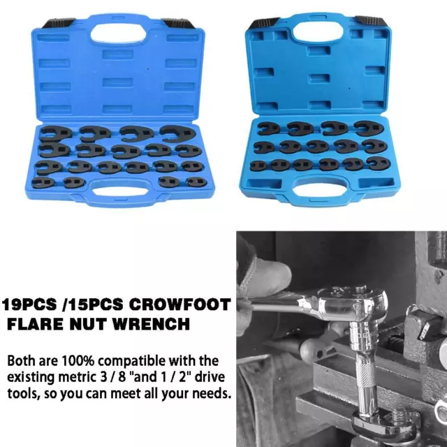 19pcs Metric Crowfoot Wrench Set 8-32mm 3/8" 1/2" Drive NICE NEW Foot Crows G5R9