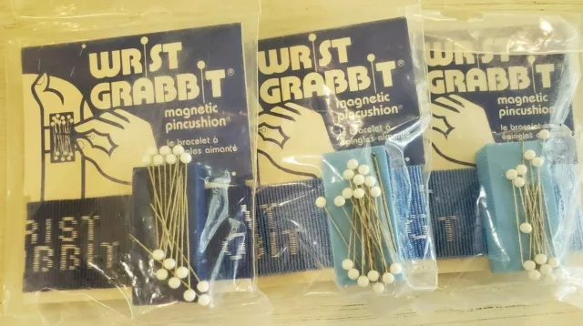 Notions-Wrist Grabbit Magnetic Pincushion-W/15 Pins (set of 3)