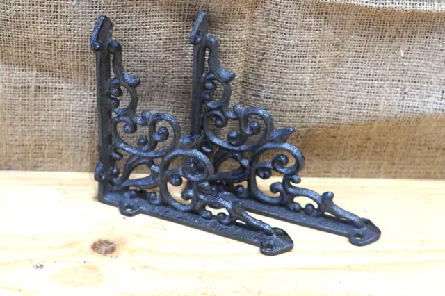 2 Antique Style Shelf Brace Wall Bracket Cast Iron Brackets Corbels Victorian