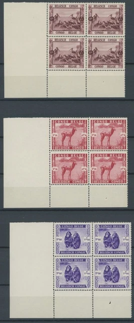 BELGISH-CONGO 1939, Zoological Garden in Corner Edge Blocks from the Left