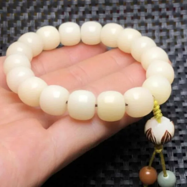 12mm round white jade bodhi root moneybag DIY bracelet Elegant Wrist Beaded Cuff