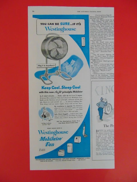 1949 WESTINGHOUSE Mobilaire Fan art print ad
