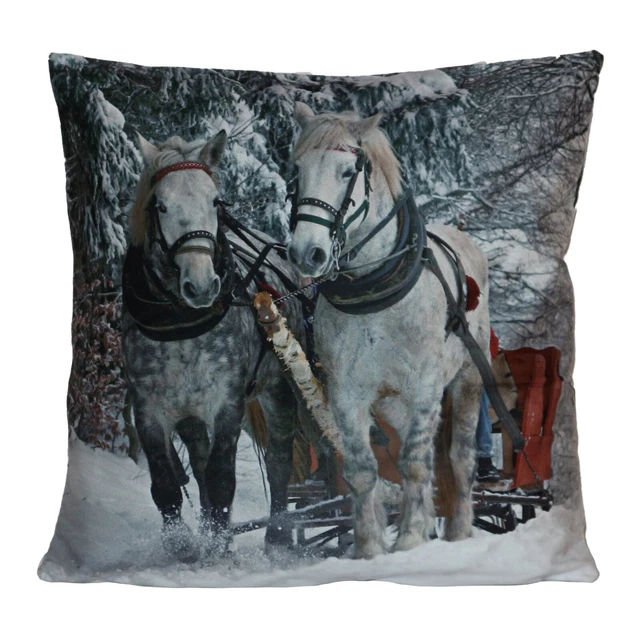 Federa cuscino 40 x 40 cm motivo animale cavalli slitta