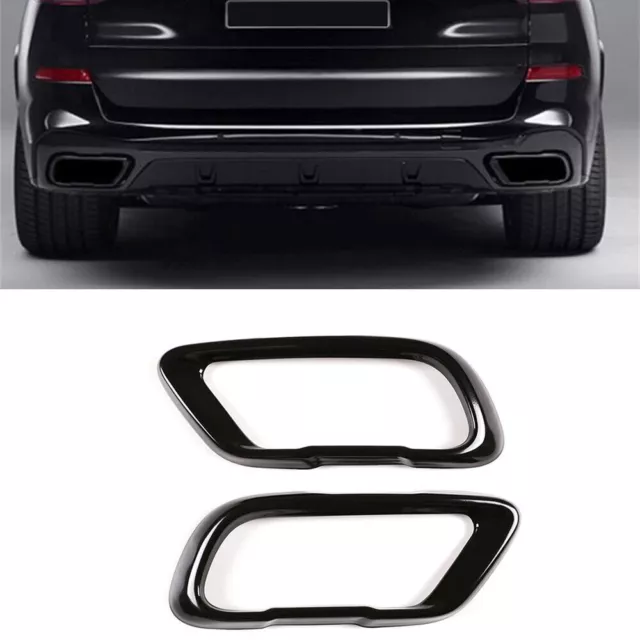 2x Car Exhaust Pipe Cover Trim For 2019-2021 BMW X5 G05 X6 G06 X7 G07 M Sports