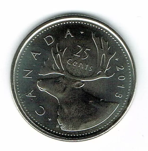 2013 Logo Canadian Brilliant Uncirculated Caribou Twenty Five Cent coin!