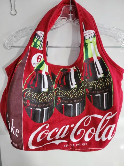 Red Canvas Coca Cola Shoulder Bag - purse - Handbag-Tote 