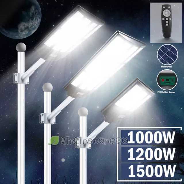 Outdoor Commercial 2000W LED Solar Street Light IP67 Dusk-to-Dawn Road Lamp+Pole 3