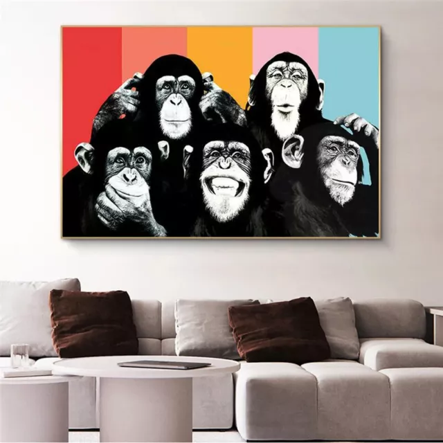 Funny Monkeys Animal Posters Prints Canvas Painting Wall Picture