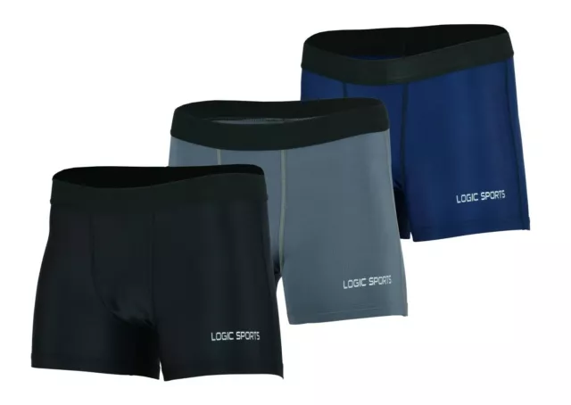 Logic Mens Compression Boxer Shorts Base Layers Sports Briefs Skin Fit Gym Pants