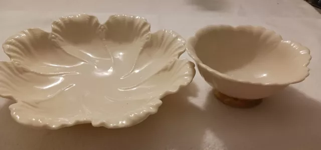 Two Vintage Lenox Cabbage Leaf Serving Dishes