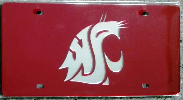 Washington State Cougars 90612 RED Deluxe Laser Cut License Plate Tag University