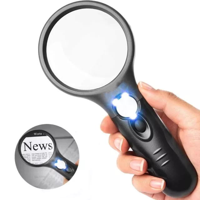 45X 3X Magnifying Glass Jewelry Loupe&LED Light Handheld Magnifier Lupa TOOL_