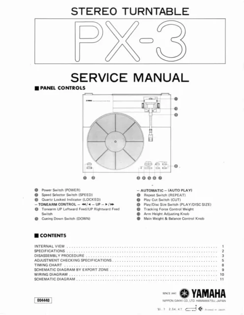 Service Manual-Anleitung für Yamaha PX-3