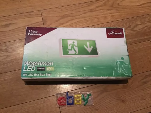 Ansell AWLED/3M 'Watchman' LED Emergency Exit Sign Maintained (Arrow Down) - 3 W