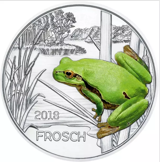 3 Euro 2018 Osterreich Frosch Tier-Taler-Serie. In Muenzkapsel mit flyer