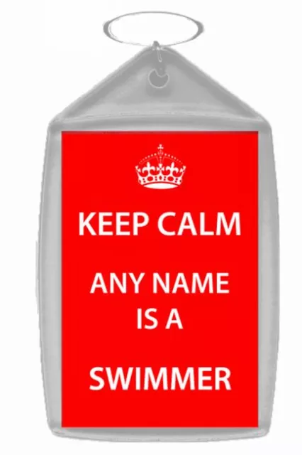 Swimmer Personalised Keep Calm Keyring