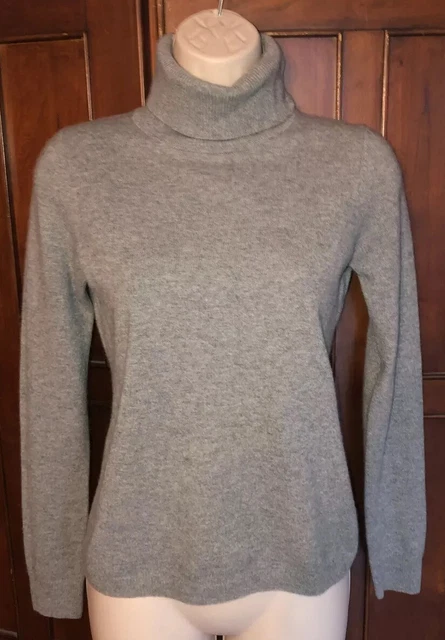 Luxurious Talbots 100% Pure Cashmere Grey Turtleneck Pullover Sweater XS