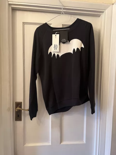 ZOE KARSSEN BLACK Kiss The Future Lips Sweatshirt Embroidered Large UK 8 10 12 10.00 PicClick UK