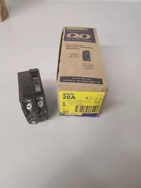 Square D QO220 20 Amp 2-Pole Circuit Breaker *NEW*