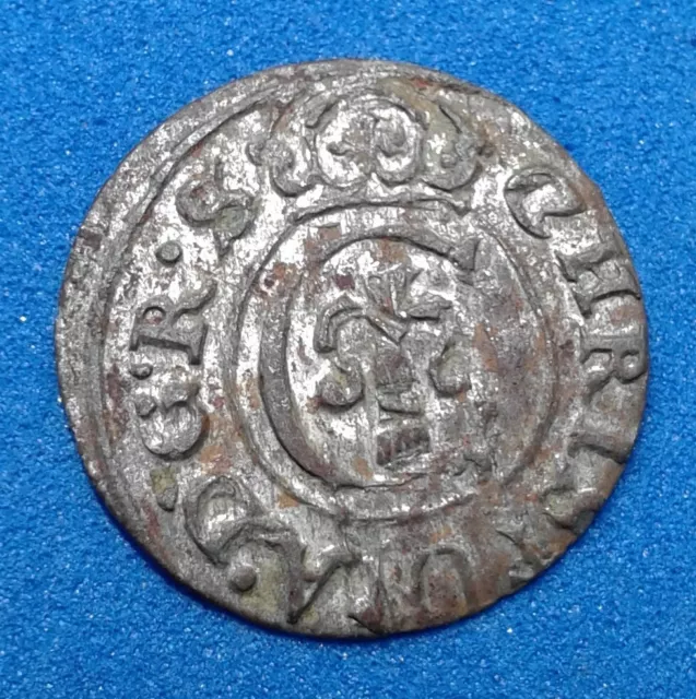 1 Solidus - Christina  1647  Swedish Livonia. Billon Coin.