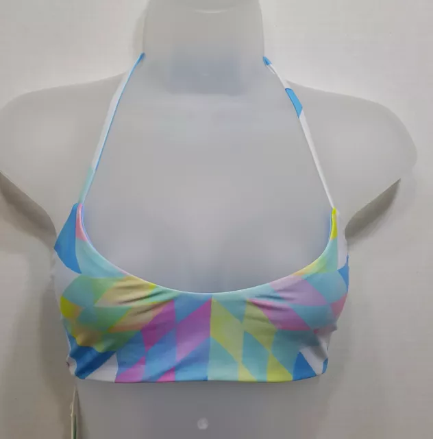 Mara Hoffman Swim Fractals Basketweave Bikini Top Sz L Blue/Multi i17