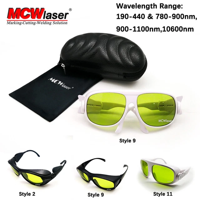 MCWlaser Lunettes De Protection Laser OD5+ 190-470nm & 800-1700nm - EP-8 Pour Nd:YAG, Diode, Fibre, UV, 1064nm Etc.