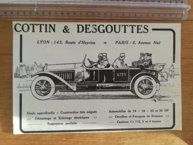 Publicite Ancienne - Pub Advert - Automobiles Cottin Et Desgouttes