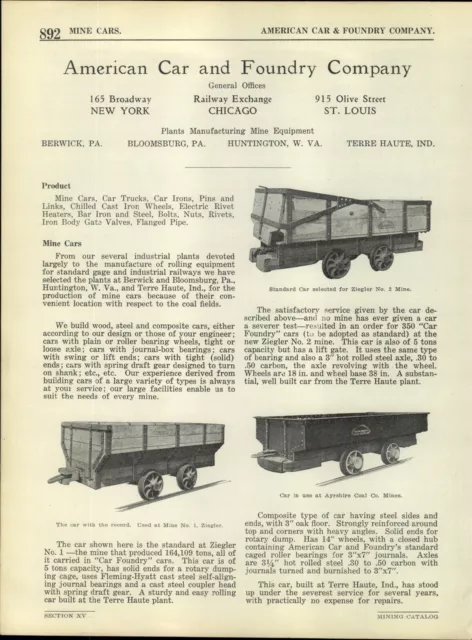 1924 PAPER AD 6 PG American Railroad Railway Mine Car Coal Mining