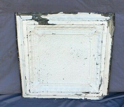 Antique Tin Metal Ceiling  2' x 2' Shabby VTG 24" SQ Chic White Sage 1134-20B