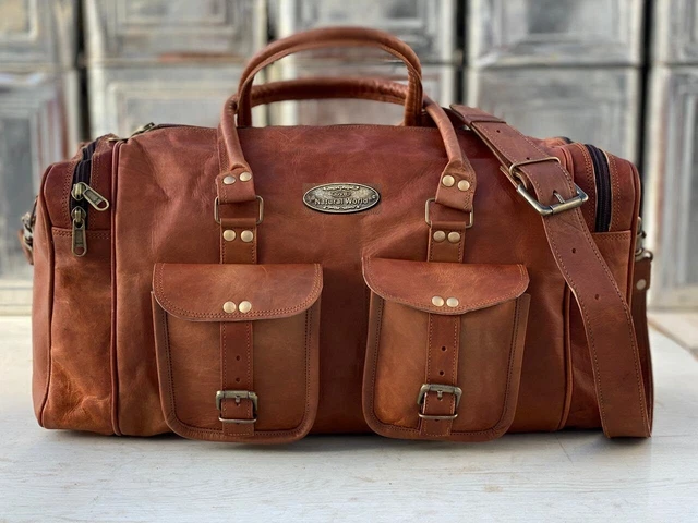 Homme Cuir Vintage Tissu de Laine Voyage Weekend Nuit Sac (Petit À X Large)