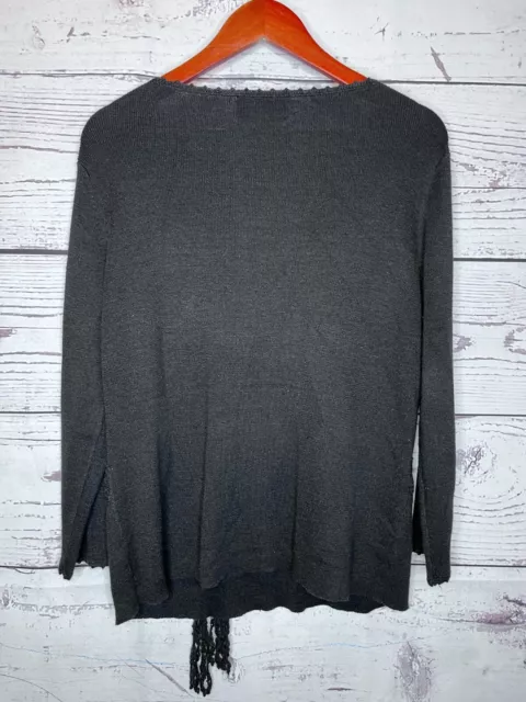 Sag Harbor Womens Black 3/4 Sleeve Bow Knit Boat Neck Sweater Size XL 2